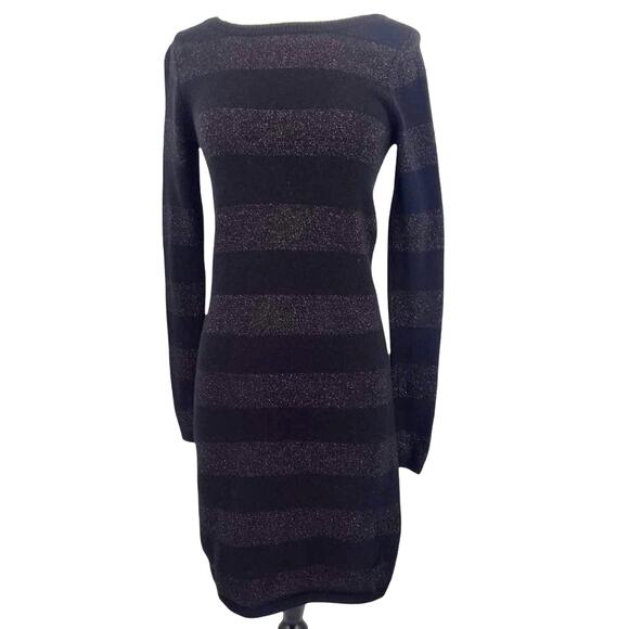 Vineyard Vines Dresses & Skirts - Vineyard Vines Wool Cashmere Black Stripe Sweater Dress Metallic Size XS